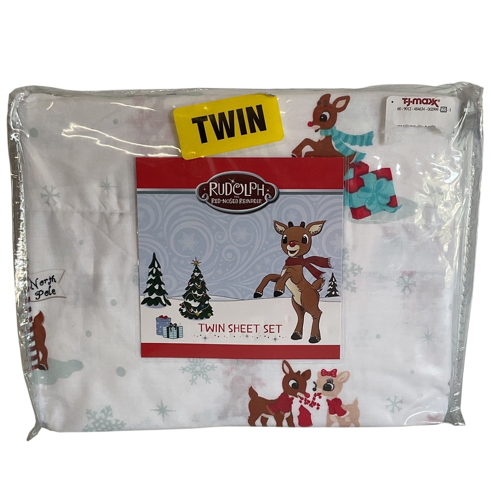 Rudolph the Red-Nosed Reindeer Twin Sheet Set 100% Cotton Christmas Bedding